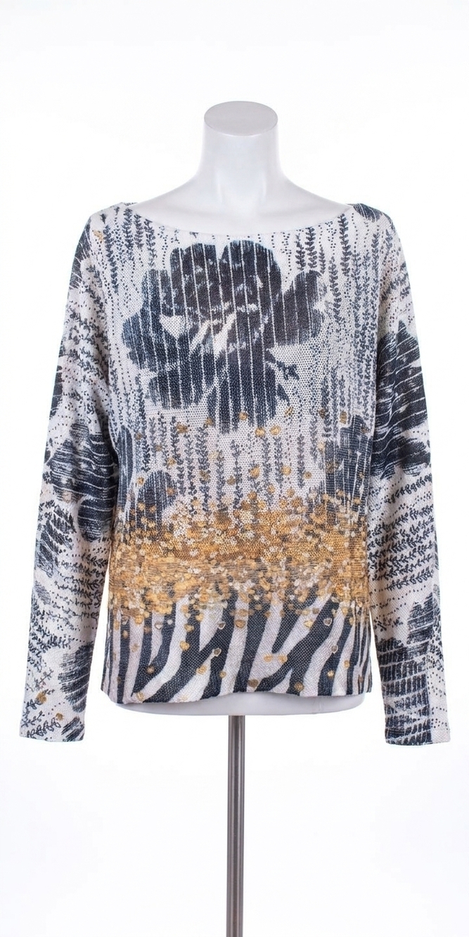 NEW GIGI MODA daria batwing sweater with heart strings print in white